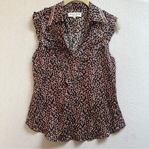 Hale Bob Black and Pink Silk Blend Patterned Sleeveless Blouse Sz XS